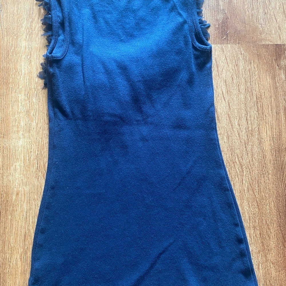INC International Concepts Women's Navy Tank Top with Fringe Detail - Picture 4 of 4